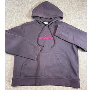 VINTAGE Adidas Hoodie Womens Purple Pullover Sweatshirt Athletic Sportswear XL